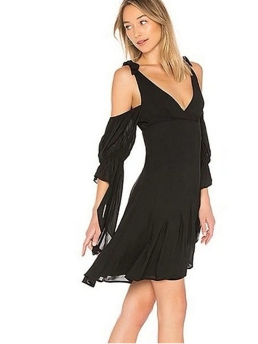 NBD Into The Rain Dress | Size S | Black Cold Shoulder Mini Dress